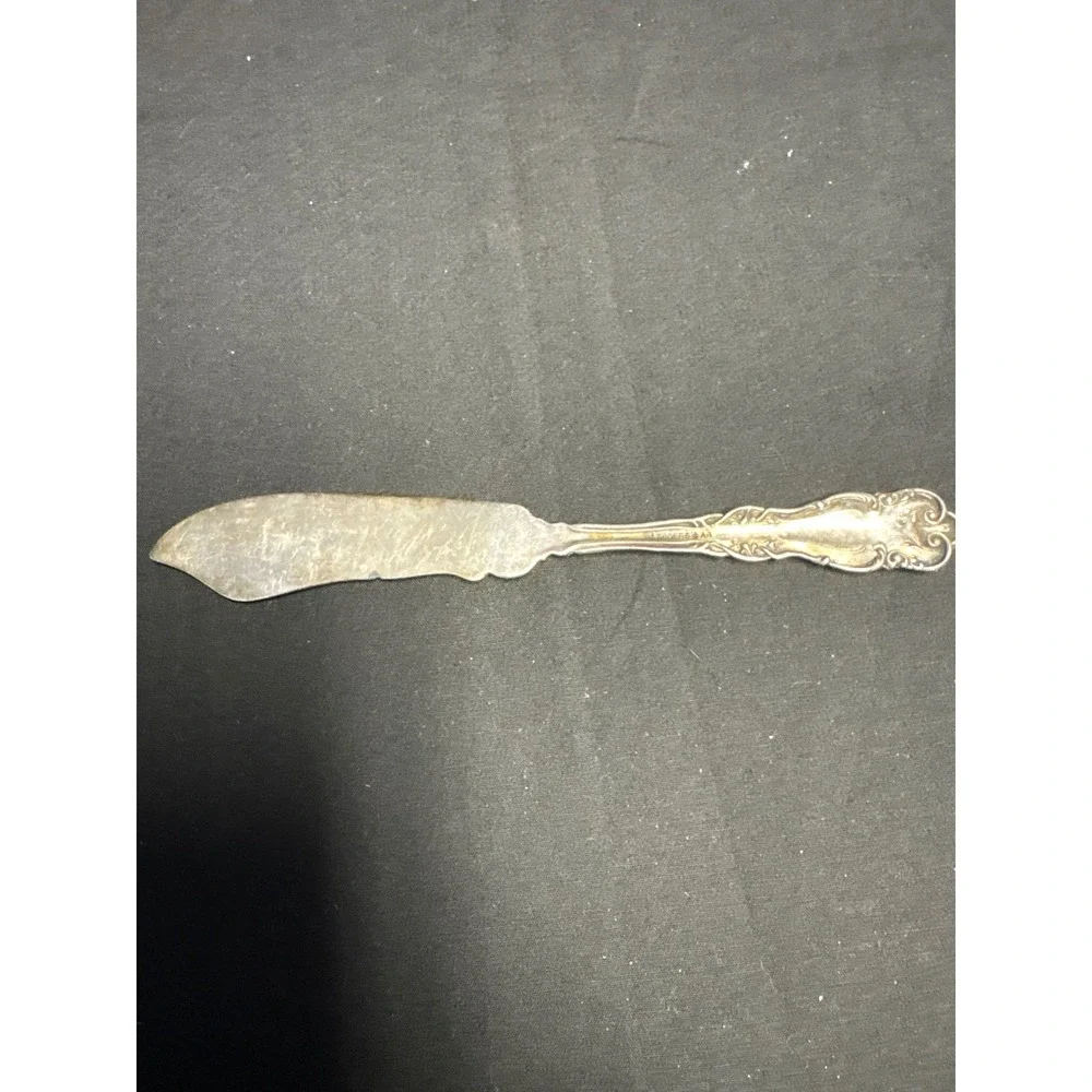Vintage Rogers & AA Silver Plate Butter Spreader Ornate Floral Scroll 6.25in